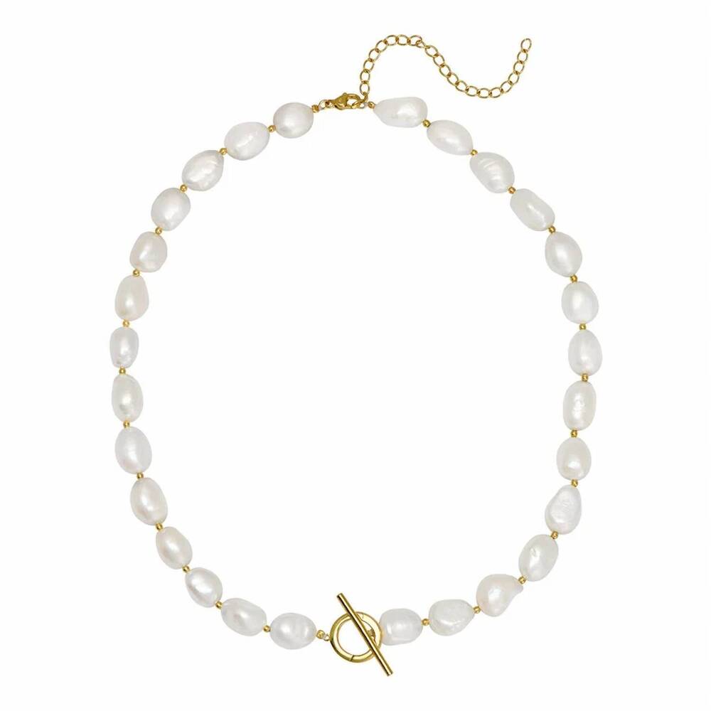 NEW GOLDBUG COLLECTION women's freshwater pearl toggle charm necklace in white